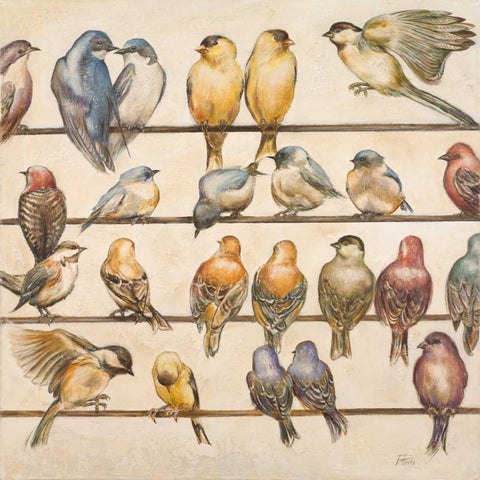 Gleeful Gathering Black Modern Wood Framed Art Print by Pinto, Patricia