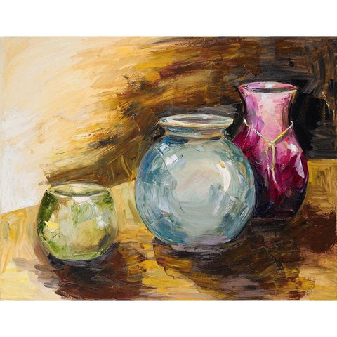 Jeweled Vases Black Modern Wood Framed Art Print by French-Roussia, Heather A.