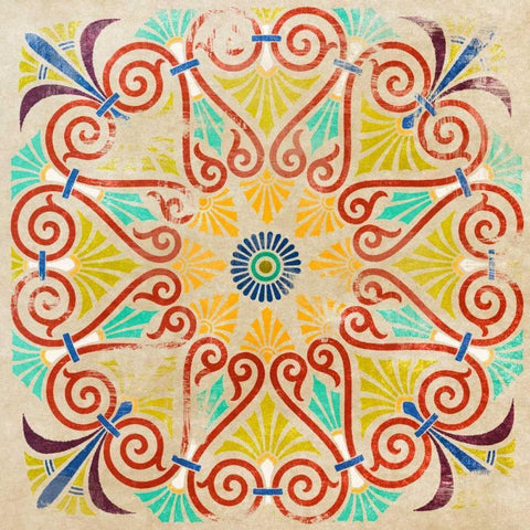 Talavera II Black Modern Wood Framed Art Print with Double Matting by SD Graphics Studio