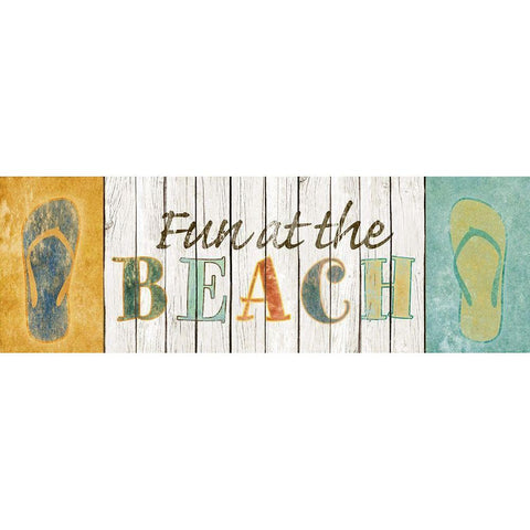 Fun at the Beach Gold Ornate Wood Framed Art Print with Double Matting by SD Graphics Studio