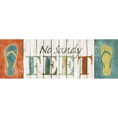 No Sandy Feet White Modern Wood Framed Art Print by SD Graphics Studio