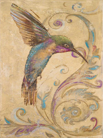 Hummingbird I Black Ornate Wood Framed Art Print with Double Matting by Pinto, Patricia