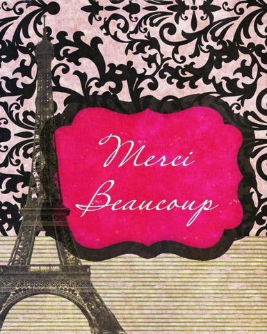 Merci Beaucoup Black Ornate Wood Framed Art Print with Double Matting by Spaeth, John