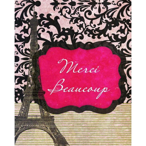 Merci Beaucoup Black Modern Wood Framed Art Print by Spaeth, John