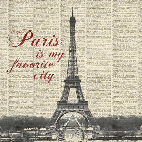 Paris is my Favorite City Black Modern Wood Framed Art Print by Marcon, Michael