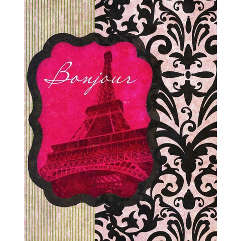 Bonjour Black Modern Wood Framed Art Print with Double Matting by Spaeth, John