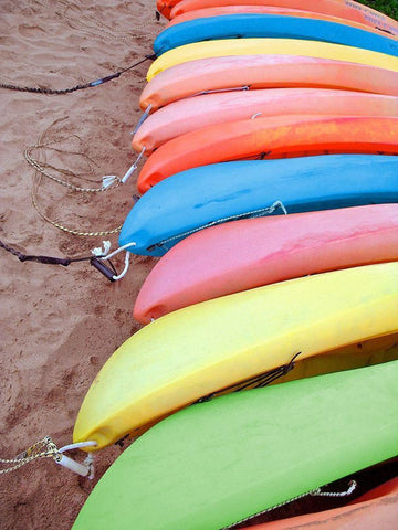 Kayaks I White Modern Wood Framed Art Print with Double Matting by Rodriguez, Jairo