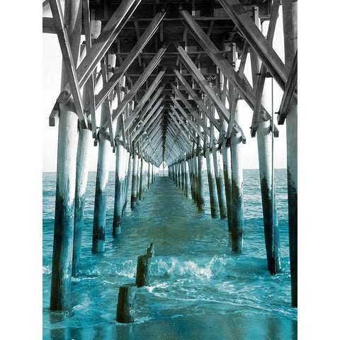 Teal Dock I White Modern Wood Framed Art Print by Rodriguez, Jairo