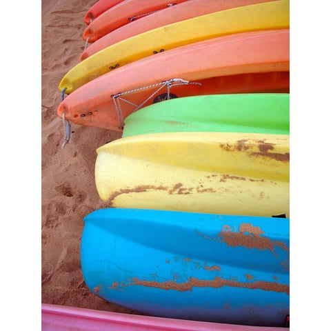 Kayaks II Black Modern Wood Framed Art Print with Double Matting by Rodriguez, Jairo