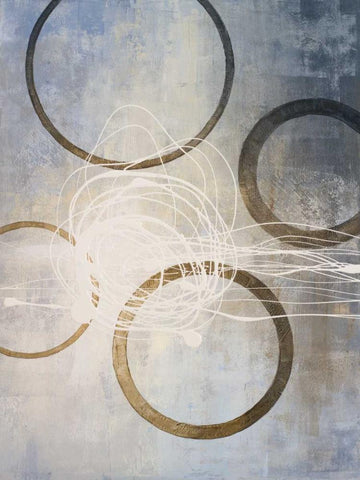 Blue Connections I White Modern Wood Framed Art Print with Double Matting by Marcon, Michael