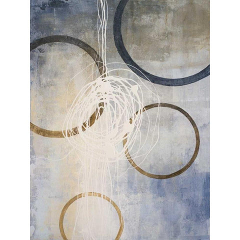 Blue Connections II Gold Ornate Wood Framed Art Print with Double Matting by Marcon, Michael