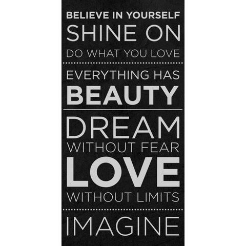 Believe in Yourself Black Modern Wood Framed Art Print by SD Graphics Studio