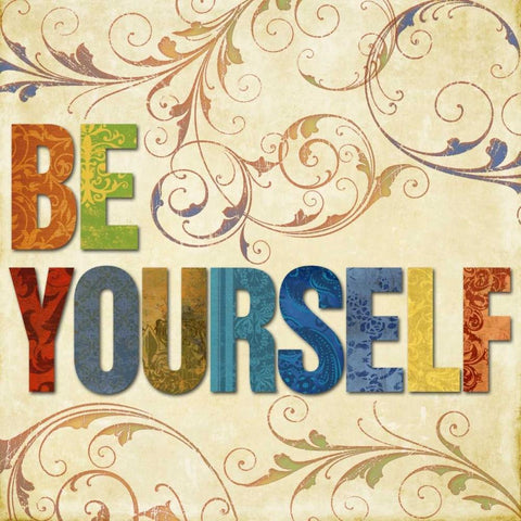 Be Yourself Black Modern Wood Framed Art Print with Double Matting by Medley, Elizabeth