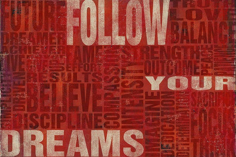 Follow Your Dreams White Modern Wood Framed Art Print with Double Matting by SD Graphics Studio