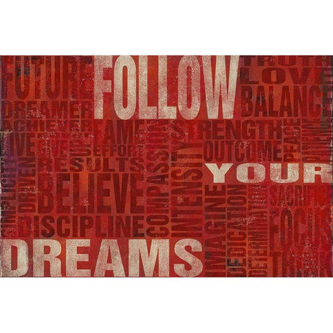 Follow Your Dreams White Modern Wood Framed Art Print by SD Graphics Studio