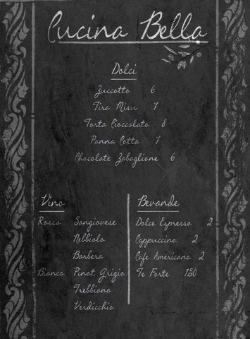 Italian Menu with Border II Black Ornate Wood Framed Art Print with Double Matting by Sundance Studio