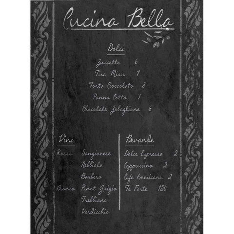 Italian Menu with Border II Black Modern Wood Framed Art Print by Sundance Studio