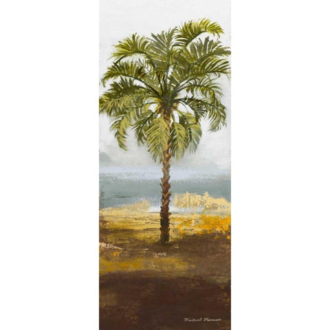 Beach Palm I Black Modern Wood Framed Art Print with Double Matting by Marcon, Michael