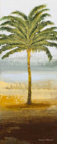 Beach Palm II White Modern Wood Framed Art Print with Double Matting by Marcon, Michael