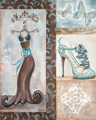 Dress Shop I Black Ornate Wood Framed Art Print with Double Matting by Ritter, Gina