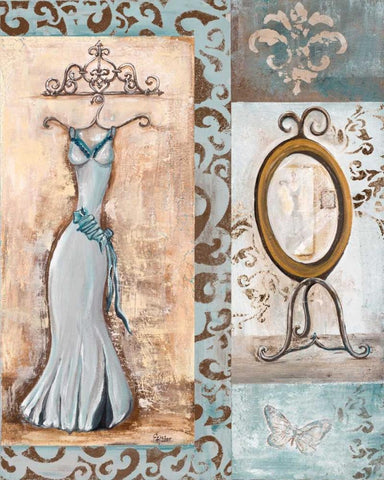 Dress Shop II Black Ornate Wood Framed Art Print with Double Matting by Ritter, Gina