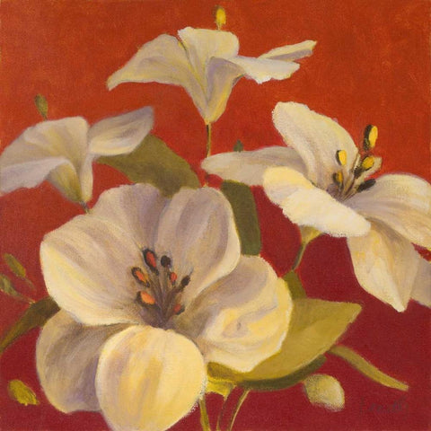 Fireside Flowers II White Modern Wood Framed Art Print with Double Matting by Loreth, Lanie