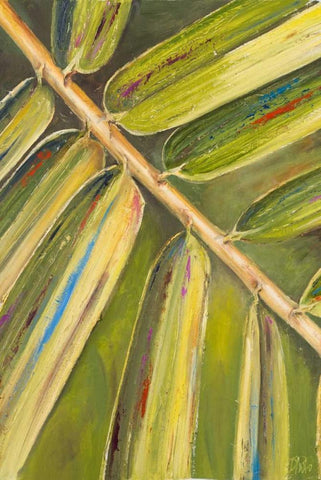 Green Close Up I Black Ornate Wood Framed Art Print with Double Matting by Pinto, Patricia