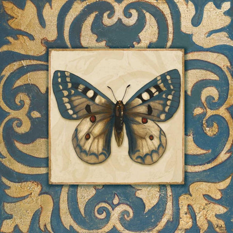 Moroccan Butterfly I Gold Ornate Wood Framed Art Print with Double Matting by Pinto, Patricia