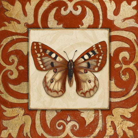 Moroccan Butterfly I Gold Ornate Wood Framed Art Print with Double Matting by Pinto, Patricia