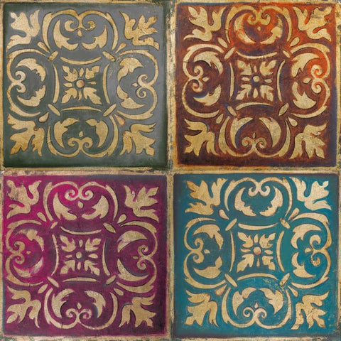 Moroccan Mosaic Patch II Black Modern Wood Framed Art Print by Pinto, Patricia