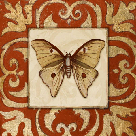 Moroccan Butterfly II Gold Ornate Wood Framed Art Print with Double Matting by Pinto, Patricia