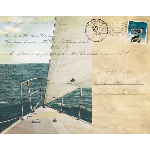 Voyage Postcard I White Modern Wood Framed Art Print by Bryant, Susan