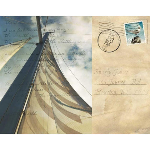 Voyage Postcard II Black Modern Wood Framed Art Print with Double Matting by Bryant, Susan