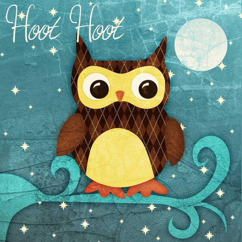 Hoot Hoot Border I White Modern Wood Framed Art Print by Sundance Graphics