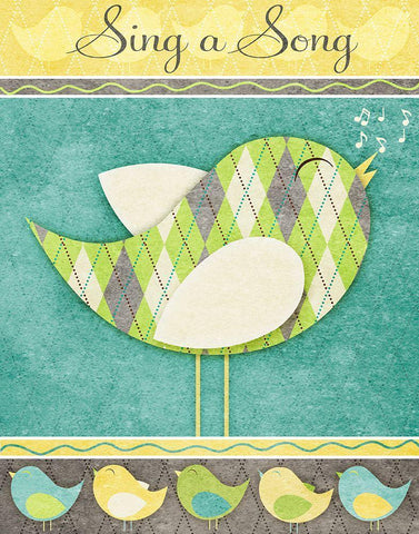 Tweet Tweet I White Modern Wood Framed Art Print with Double Matting by SD Graphics Studio