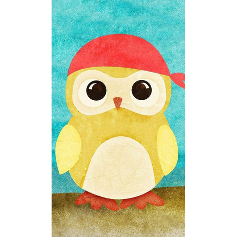 Pirate Owl I Black Modern Wood Framed Art Print with Double Matting by SD Graphics Studio