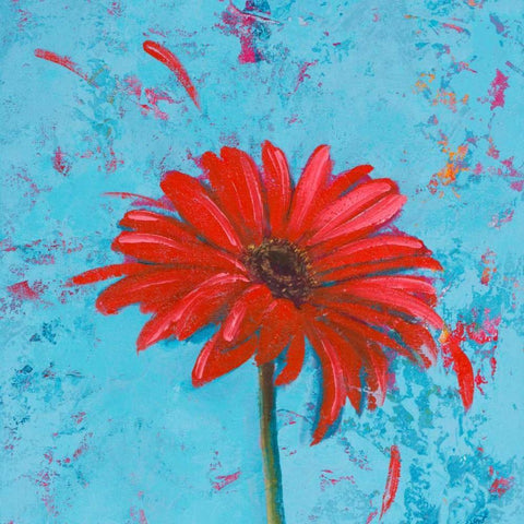 Blue Tiny Flower Square I Black Modern Wood Framed Art Print by Pinto, Patricia