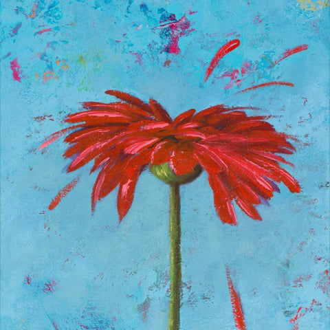 Blue Tiny Flower Square II Black Ornate Wood Framed Art Print with Double Matting by Pinto, Patricia