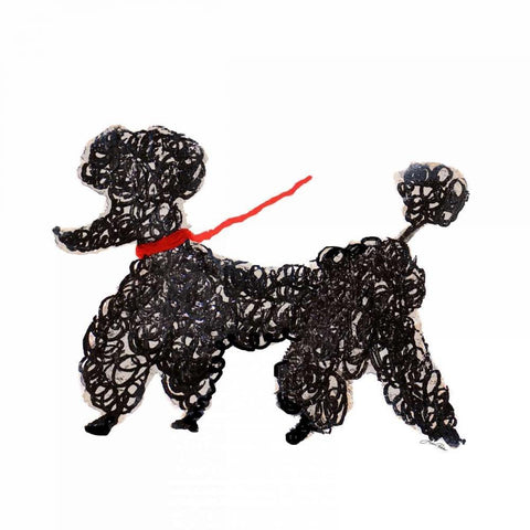 Central Park Poodle White Modern Wood Framed Art Print with Double Matting by Ritter, Gina