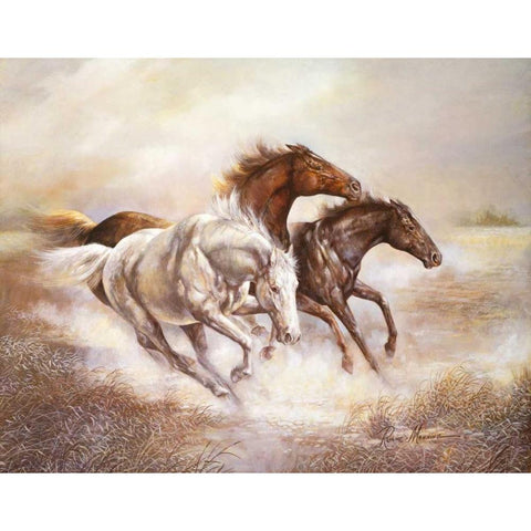 Wild Horses I White Modern Wood Framed Art Print by Manning, Ruane