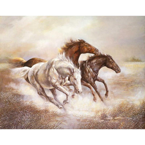 Wild Horses I Black Modern Wood Framed Art Print by Manning, Ruane