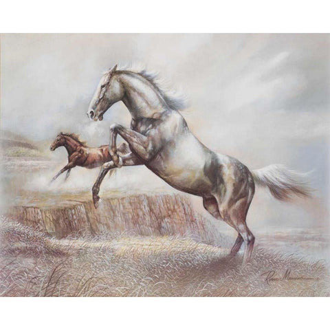 Wild Horses II Gold Ornate Wood Framed Art Print with Double Matting by Manning, Ruane