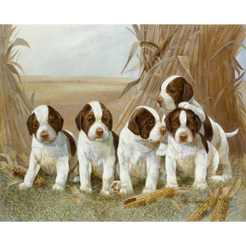 Belles Pups Gold Ornate Wood Framed Art Print with Double Matting by Manning, Ruane