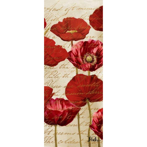 Red Poppies Panel I Black Modern Wood Framed Art Print by Pinto, Patricia