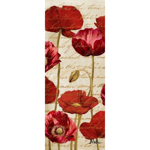 Red Poppies Panel II White Modern Wood Framed Art Print by Pinto, Patricia