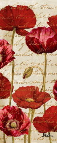 Red Poppies Panel II White Modern Wood Framed Art Print with Double Matting by Pinto, Patricia