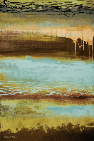 Teal Wahn I White Modern Wood Framed Art Print with Double Matting by Marcon, Michael