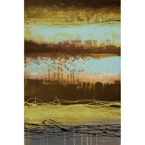 Teal Wahn II Black Modern Wood Framed Art Print with Double Matting by Marcon, Michael