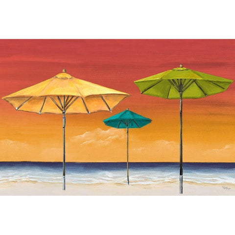 Tropical Umbrellas I Gold Ornate Wood Framed Art Print with Double Matting by Hakimipour, Tiffany