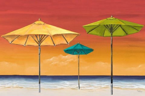 Tropical Umbrellas I Black Ornate Wood Framed Art Print with Double Matting by Hakimipour, Tiffany